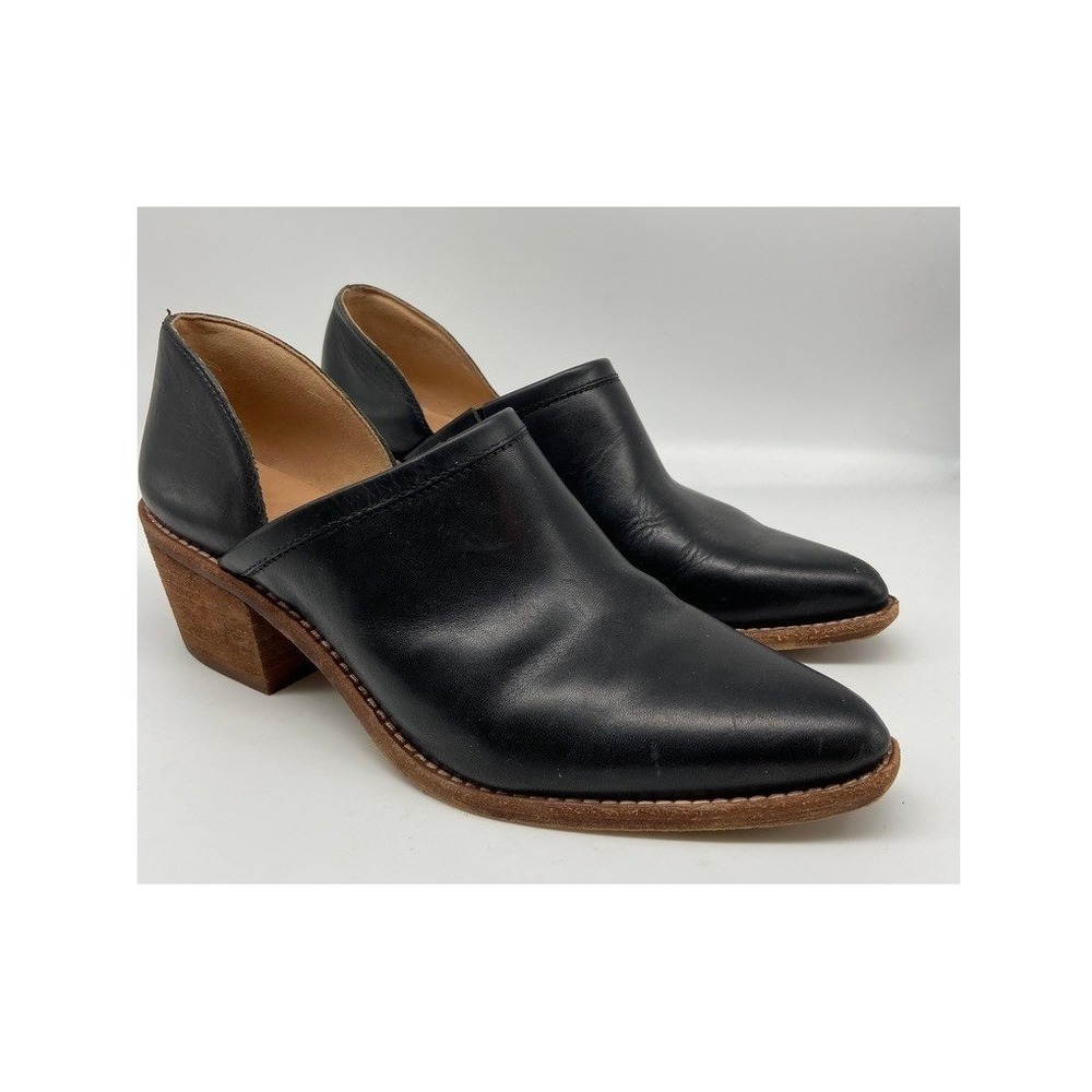 Madewell Bootie 9.5 The‎ Brady Low-Cut Black Leather Pointed Block Heel K4979